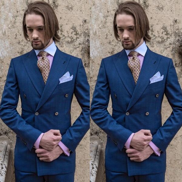 

handsome groom wedding tuxedos double breasted mens pants suits 2 pieces men formal blazer jackets, Black;gray