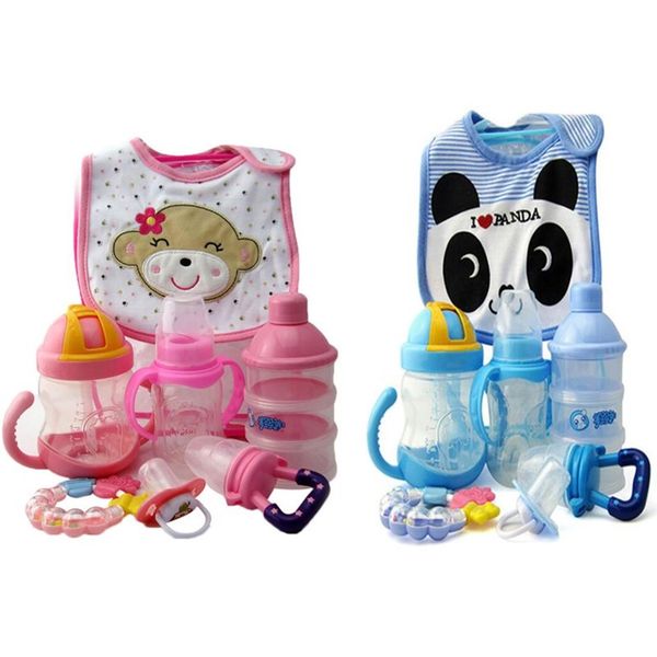 

7pcs/pack cotton cartoon bib teether baby comfort pacifier chain supplement bottle set baby pacifiers and accessories