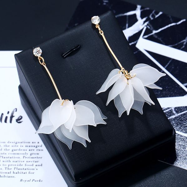 

new flower handmade bohemia boho earrings women fashion long hanging earrings crystal female wedding earings party jewelry, Silver