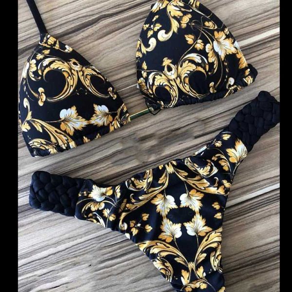 

floral print bikini bandage swimsuit 2019 fashion summer bathers bathing suit women halter bikini set two-piece suit new