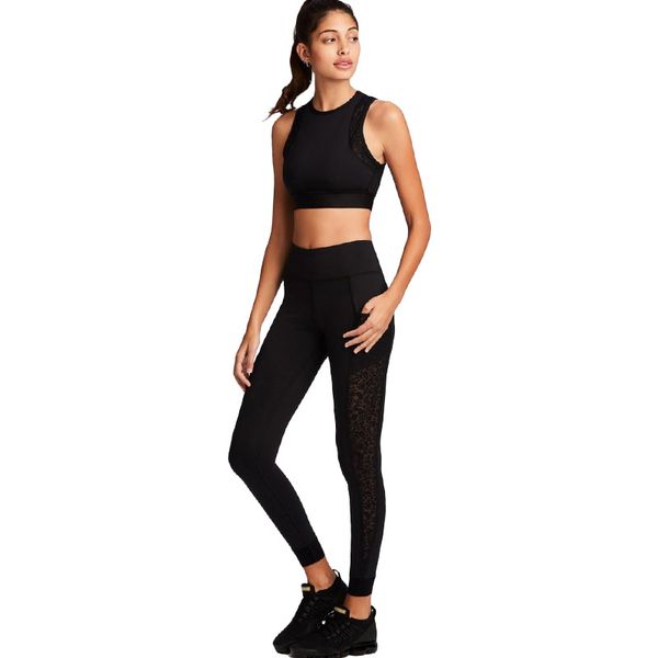 

spring and summer new women's hollow mesh sports fitness suit women clothes 2019 conjunto mujer roupas feminina black sets, White