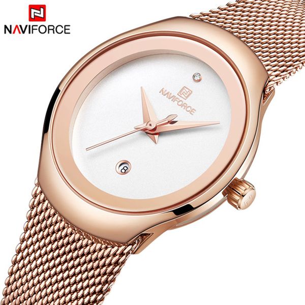 

naviforce fashion women watches dress quartz watch lady stainless steel waterproof wristwatch simple girl clock relogio feminino, Slivery;brown