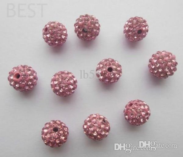 

fashion 10mm pink micro pave cz disco ball crystal crystal bead bracelet necklace beads.diy for bracelet can choose color q83