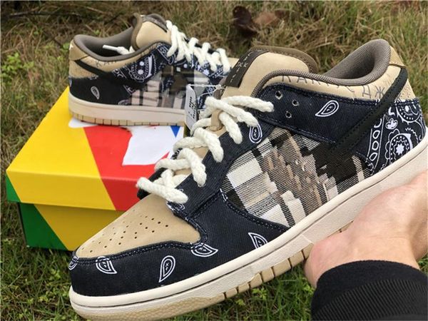 

authentic travis scotts x sb dunk low parachute beige basketball shoes men petra brown black ct5053-001 sneakers with original box