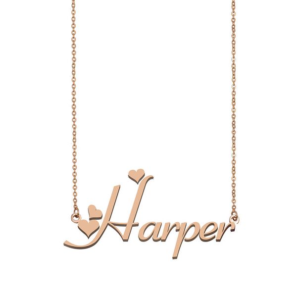 

harper name necklace pendant for women girlfriend gifts custom nameplate children friends jewelry 18k gold plated stainless steel, Silver