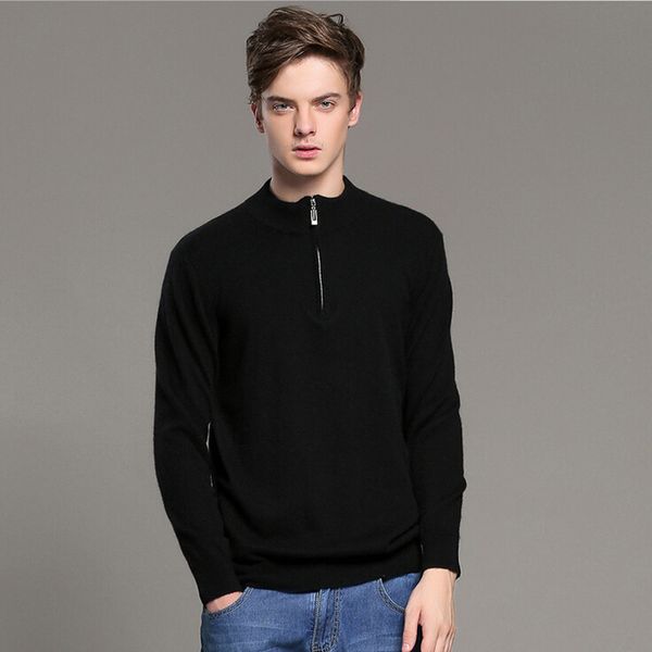 

2017 new arrival fashion men's stand collar cashmere sweater wa52, White;black