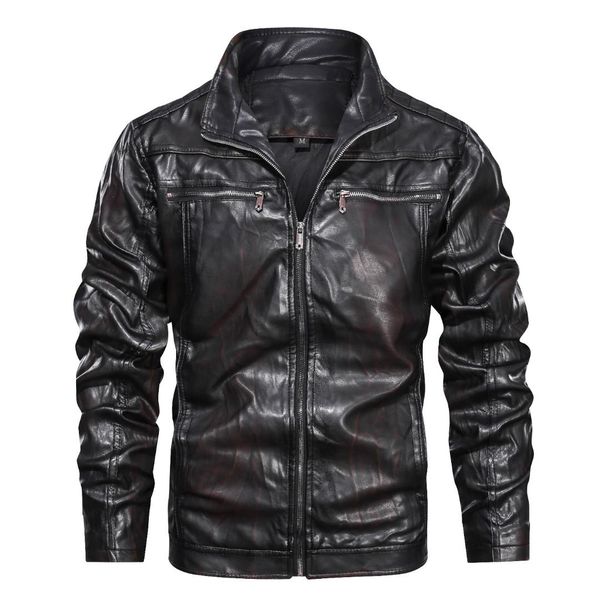 

mens faux leather jackets classic motorcycle jacket male plus faux leather jacket men autumn, Black