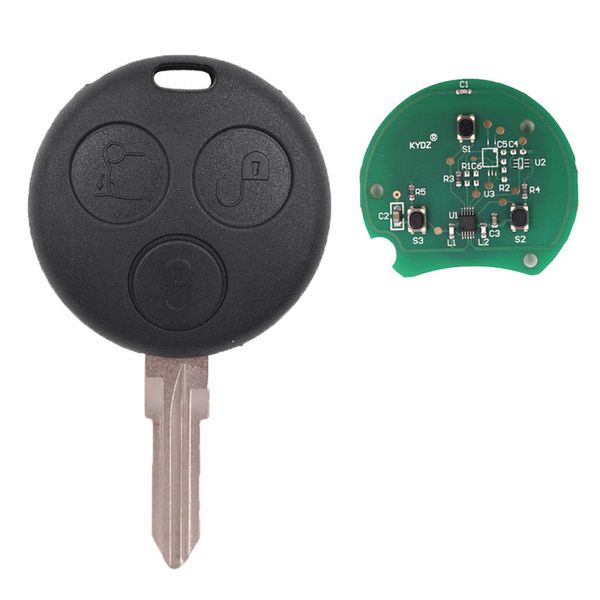 

remote car key fob 3 button 433mhz for smart fortwo forfour roadster city passion 2000-2005