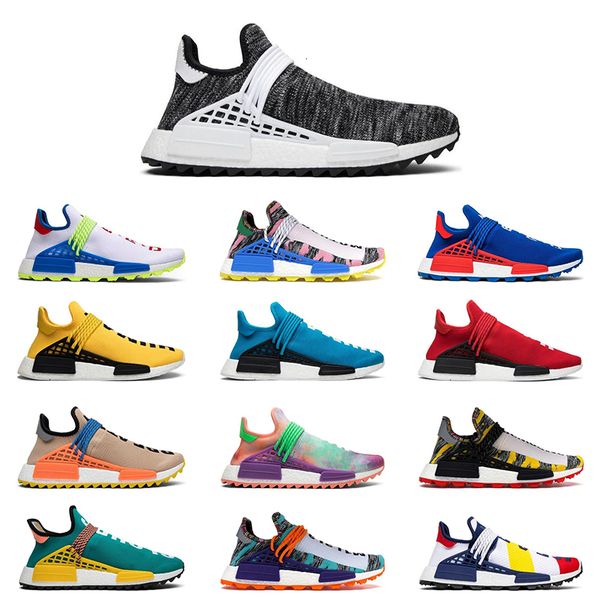 

36 47 human race hu trail pharrell williams x nerd мужчины бег черный белый желтый синий красный кремовый солнечный пакет спорт sneaker euro