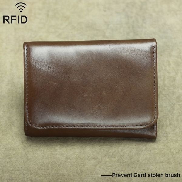 

men rfid blocking genuine leather fold over purses short cowhide wallet credit card holder coin pouches banknote pocket money purse, Red;black