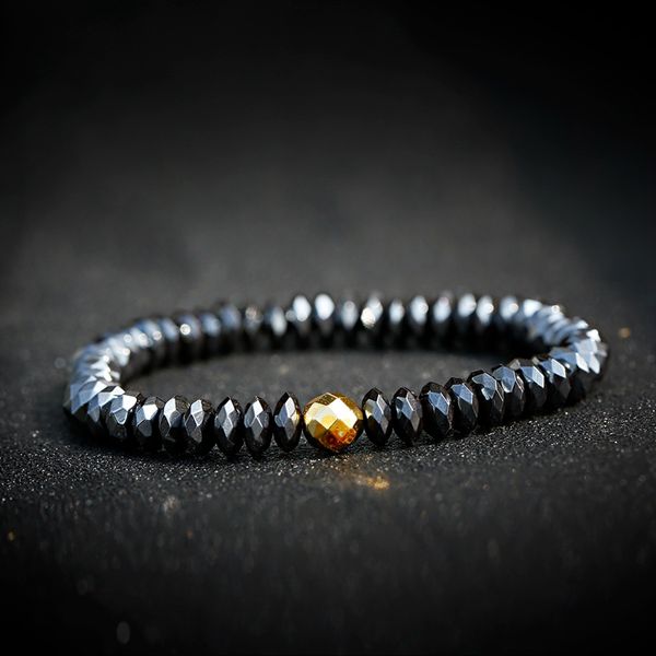 

oiquei 2019 bracelet men handmade classice black hematite stone stretchly beaded bracelets hommes yoga jewelry accessories gifts