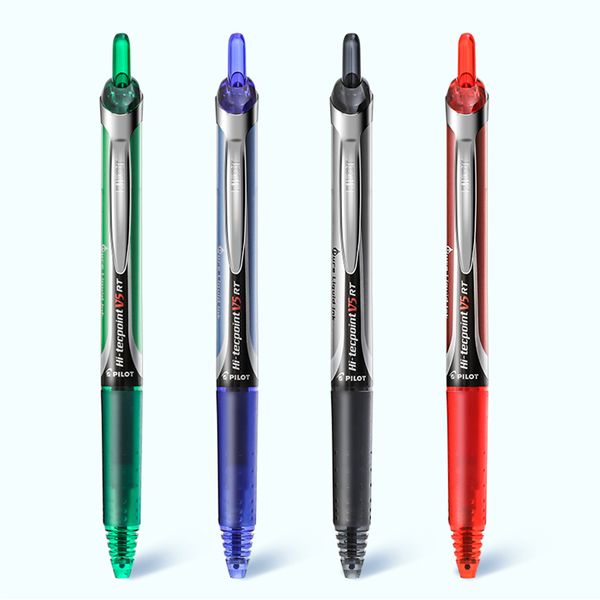 

japan pilot hi-tecpoint v5 rt 0.5mm retractable gel pen precise needle tip black green water resistant office stationery bxrt-v5