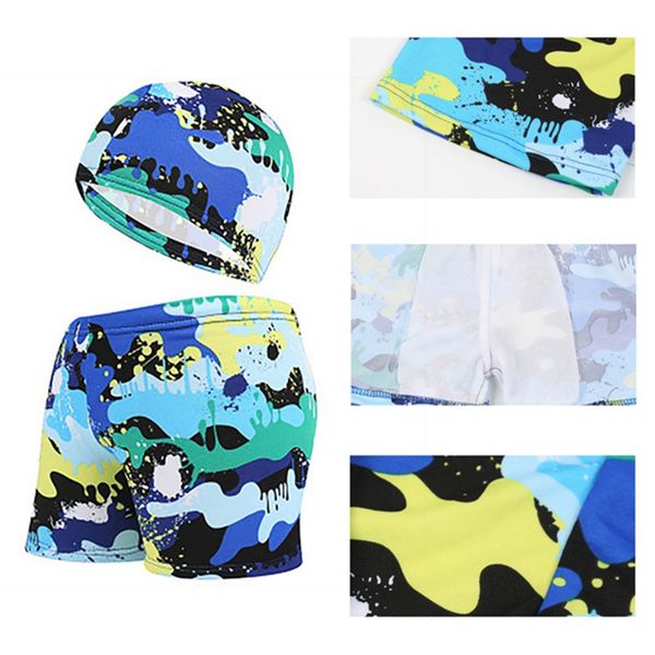 

2pcs/set swimming trunks+swim caps for kids swimwear plus size xxl toddler child baby boys swim trunks animal board shorts beach