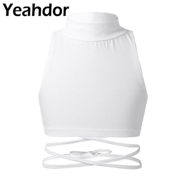 

girls tank crop sleeveless mock neck strappy cotton cropped kids dancewear children ballet hip hop jazz dance clothes, Black;red