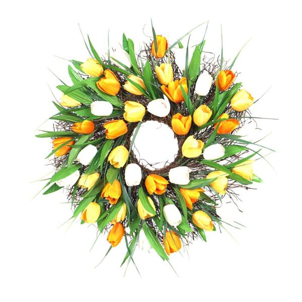 

spring artificial tulip front door wreath home decor window wall party wedding valentines day hanging decor tulip wreath 40cm