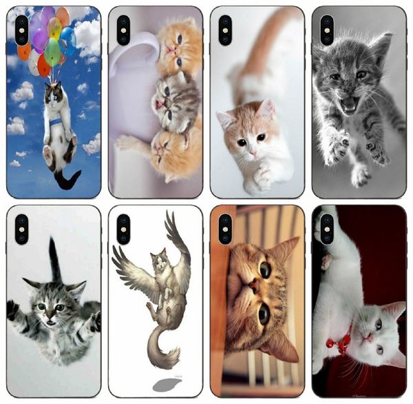 

[tongtrade] protective lots of cute flying cats case for iphone 8s 7s 6s plus x xs 11 pro max galaxy s6 s7 s8 s9 s10 plus honor 5c 1pcs case