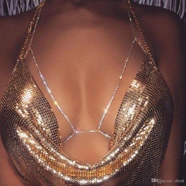 

мода женщины серебро rhinestone тела цепи ювелирные изделия уникальные флэш блестящая rhinestone бюстгальтер тела цепи ювелирные изделия 2 ц, Golden;silver