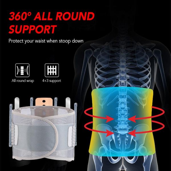 

регулируемые поясницы brace боль поясничных талий поддержка ремень корректор осанка со съемным pad фитнес оборудования, Black;gray