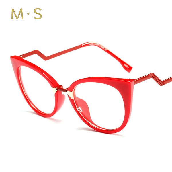 

wholesale-ms cat eye glasses frames for women brand designer eyeglasses m nail clear leses frame oculos de sol feminino gafas 97320, Black