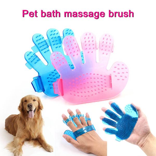 

pet palm type 5-finger brush solid color silicone pet grooming bath massage glove h99f