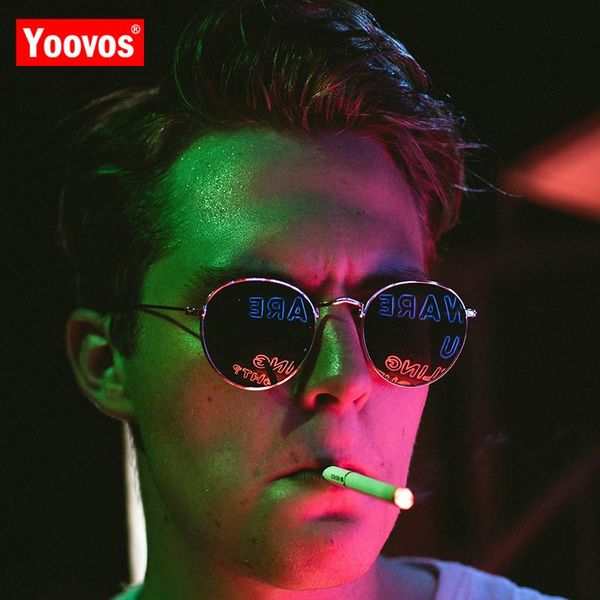 

yoovos 2019 круглый классические солнцезащитные очки мужчины / женщины металл vintage brand дизайнер солнцезащитные очки вождение мода óculo