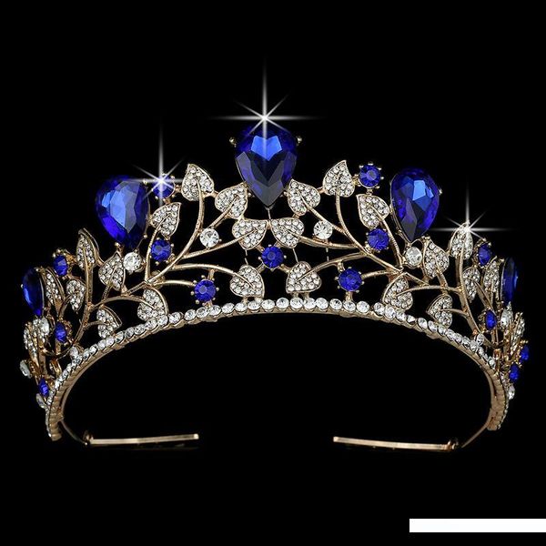 

корона hadiyana модные форма листа rhinestone золотая свадьба невеста аксессуары для волос роскошные ювелирные изделия волос bcy8902 couronn, Golden;white