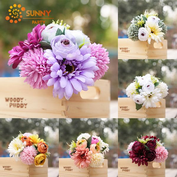 

8pcs artificial buds chrysanthemum flower bouquet imitation plant wedding holding flowers party office home decoration supplies
