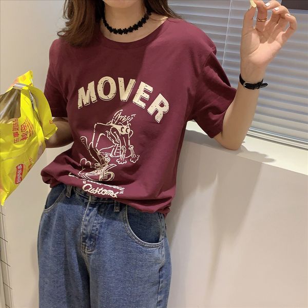 

manyala simple cute loose cotton all-match printed short-sleeved t-shirt female manyala simple cute loose cotton all-match printed s, White