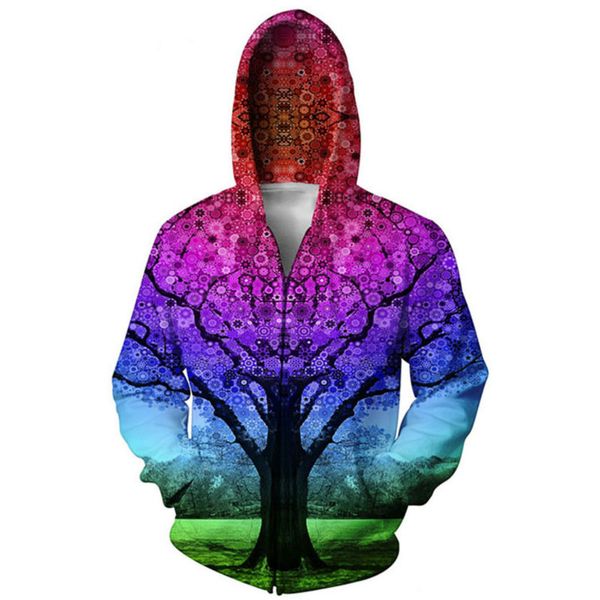 

2016 fashion harajuku jacket sweatshirt hoodies men red snow tree 3d print hip hop coats casual hooded mixed color for unisex, Black