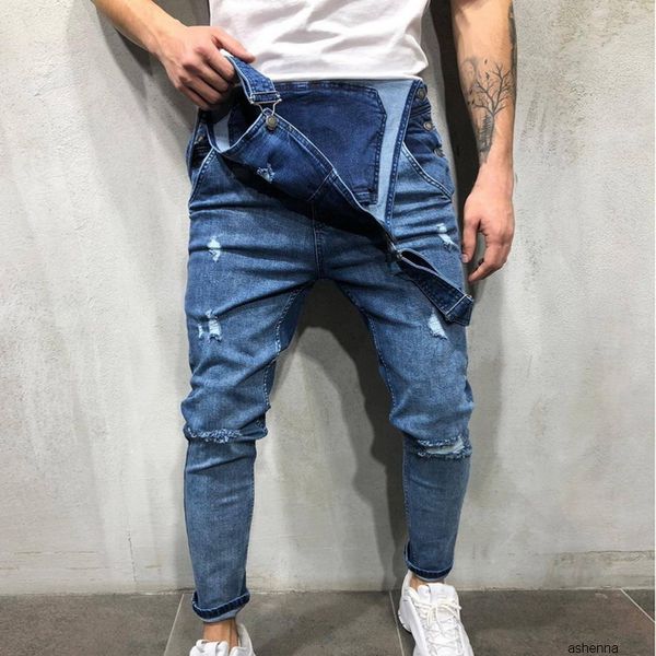 

carpenter overalls monerffi new men's denim spring autumn casual loose pants bib pant men's fashion hip hop jumpsuit, Blue