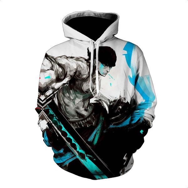 

fashion one piece zoro printed 3d sweatshirt hoodies men women anime cartoon design tracksuit male long sleeve pullover man, Black