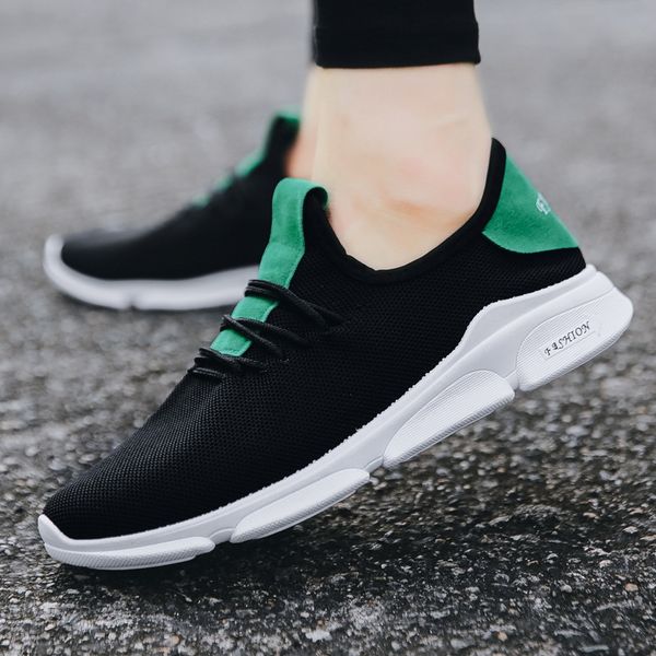 

2019 male shoe trend comfortable casual shoes man sneakers ventilation run shoe, Black