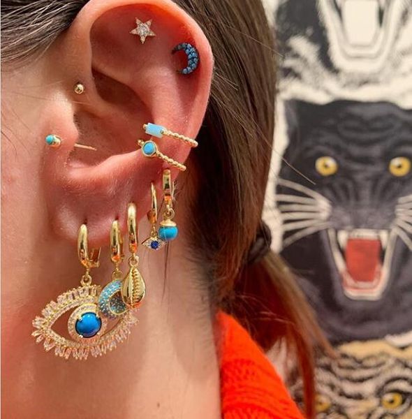 

luxury lucky sweet women jewelry dangling evil eye earring gold silver color gorgeous boho turkish earrings cj191223