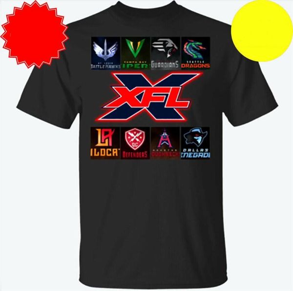 

все команды xfl турниры футболка мужчины женщины 2020 вентилятор американский черный военно-морской флот s-3xl прохладный топы o шеи футболк, White;black