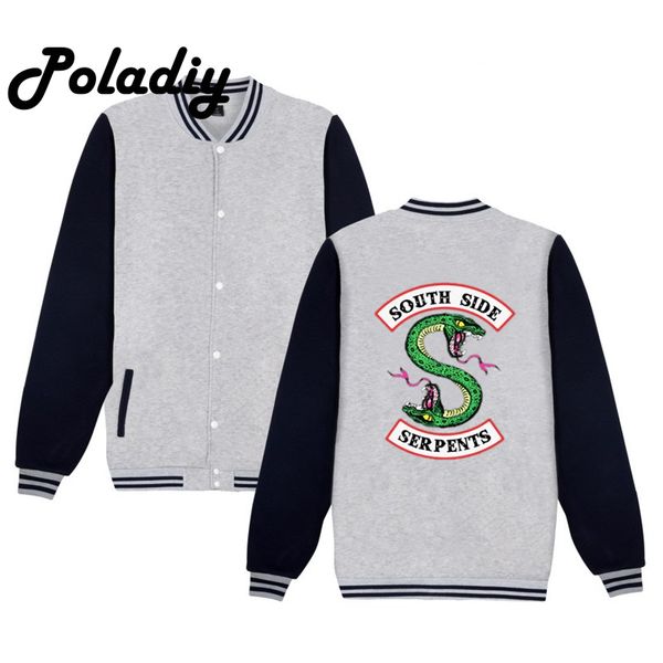 

2018 spring autumn men jacket riverdale south side serpents baseball uniform jackets coat men hoodies men's sportswear jacket, Black;brown