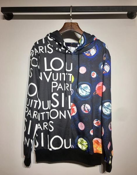 

latest international version high-grade cotton sweater star alphabet men and women men's clothing exquisite hooded sweater, Black