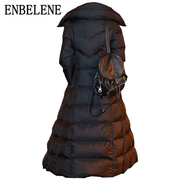 

2018 winter women hooded duck down jackets female black ladies thicken coat stand collar long overcoat -20 degrees max gj246