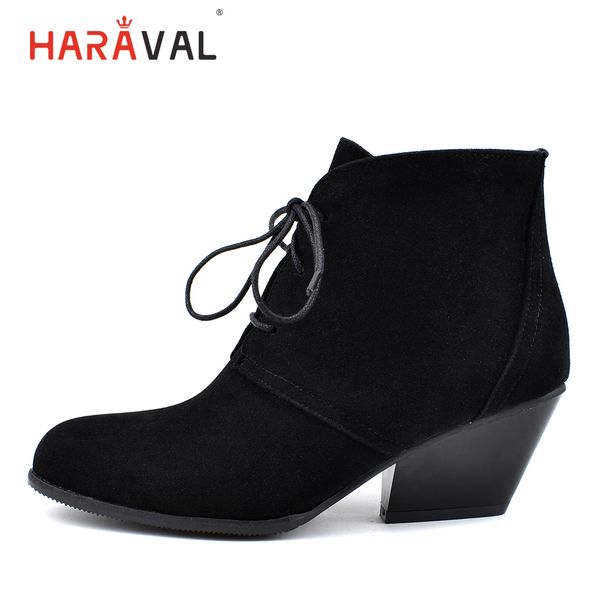 

haraval 2019 classic flock ladies ankle boots fashion wedge heel shoes winter comfortable short plush yellow brown black b262