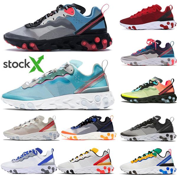 

react element 87 55 mesh running shoes orange peel triple black white hyper fusion breathable trainer women men sport sneakers