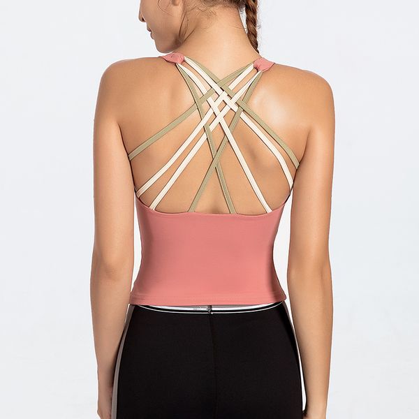 

yoga shirt cross beauty back sport shirt push up sports t-shirt gym t for women fitness top, White;red