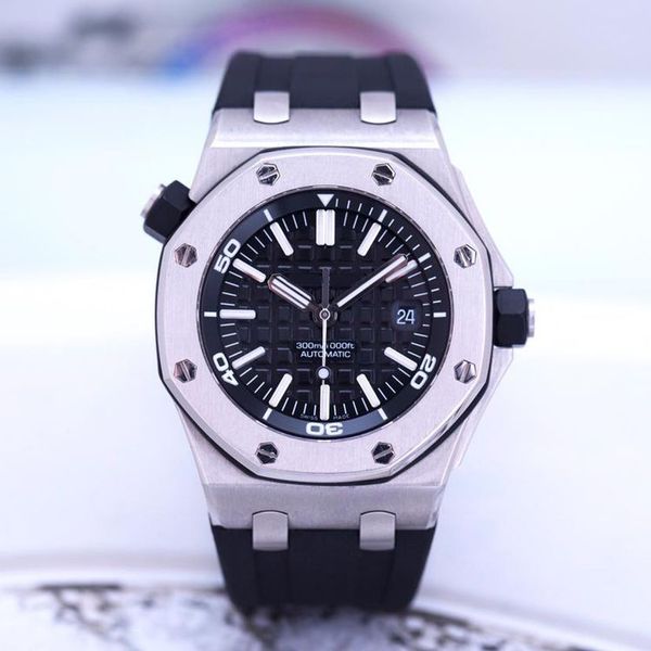 

Luxury Mens Watch Brand Automatic Watch 2813 Movement 15710ST Rubber Strap 316L Stainless Steels Dive Wristwatch 30 Meters