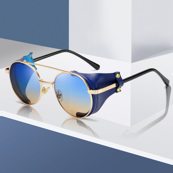 

brand design round steampunk sunglasses fashion metal men punk sun glasses women vintage uv400 shades eyewear gafas de sol, White;black