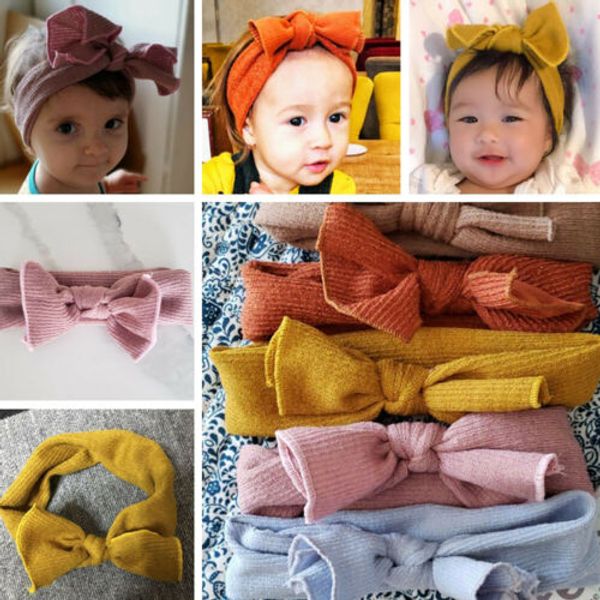 

turban newborn bow knot head baby girl wrap headband infant princess elastic baby headdress kids hairband, Slivery;white