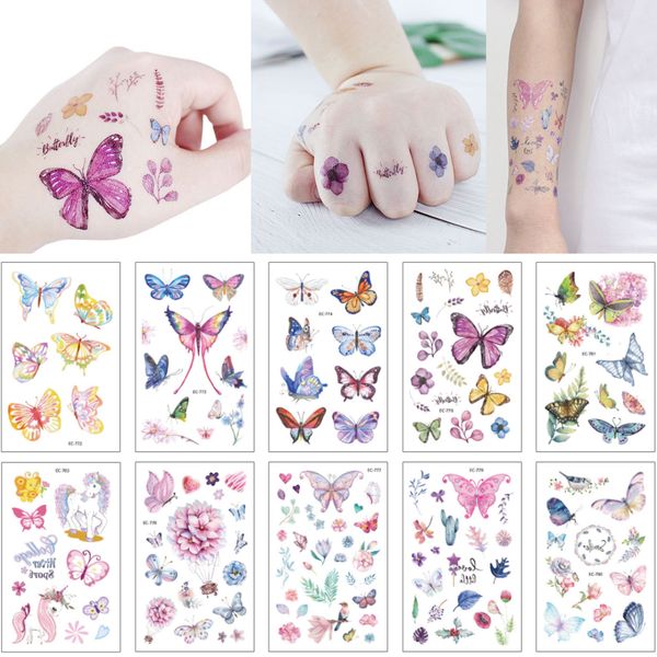 Tiny Waterproof Temporary Kid Tattoo Sticker Arm Neck Hand Body Art For Women Girl Cute Colored Angel Butterfly Flower Tattoo Original Decal Cheap
