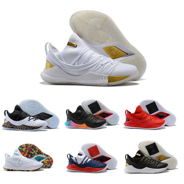 

2018 New Top 5 Chaussures de basket-ball Steph Low Mens 5 Gold Championship basketball shoes