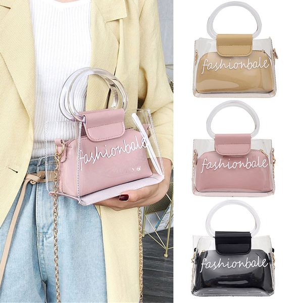 

women summer small bag transparent jelly bag wild simple shoulder set 2pcs 2019 fashion classic girl new 95