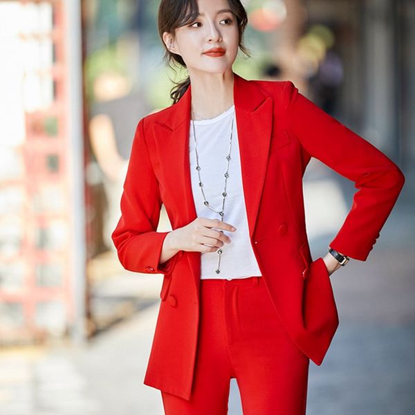 

women's suits, trousers suits, women's casual double-breasted suits 2 sets (jacket + pants) custom size and color, White;black