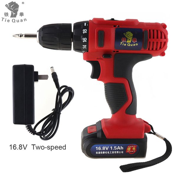 

ac 100 - 240v cordless 12v / 16.8v electric drill / screwdriver with 18 gear torque and two-speed adjustment button