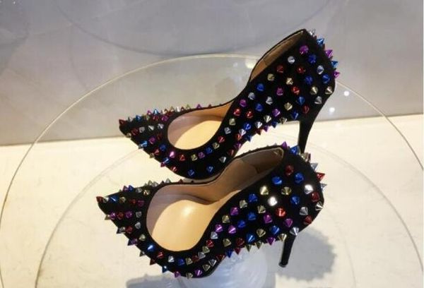

Fa hion women pump white patent leather tudded pike rivet point toe high heel thin heel 12cm 10cm 8cm tiletto heel new