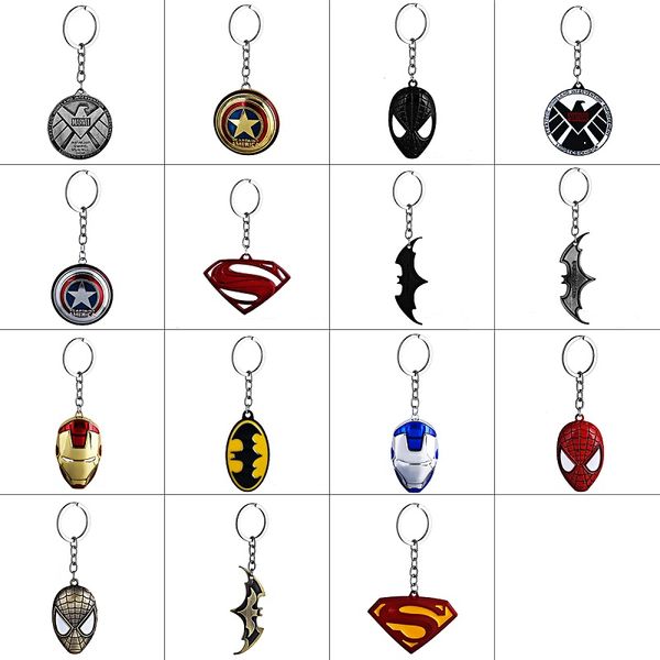 

dc marvel comic series keychain metal shield mask iron man key chain ring, Silver